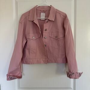 Gap × LoveShackFancy Rosette Icon Denim Jacket Pink Size L